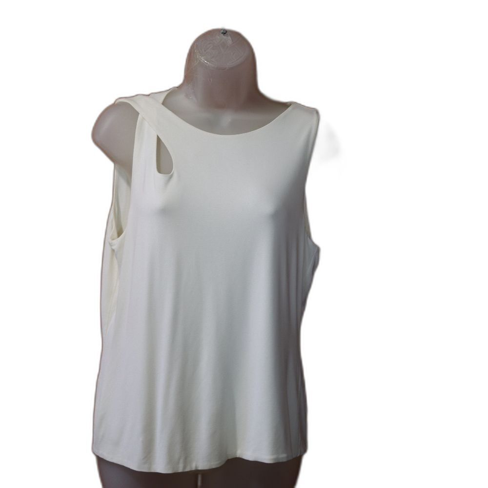 Adrienne Vittadini Cream Sleeveless Blouse LG